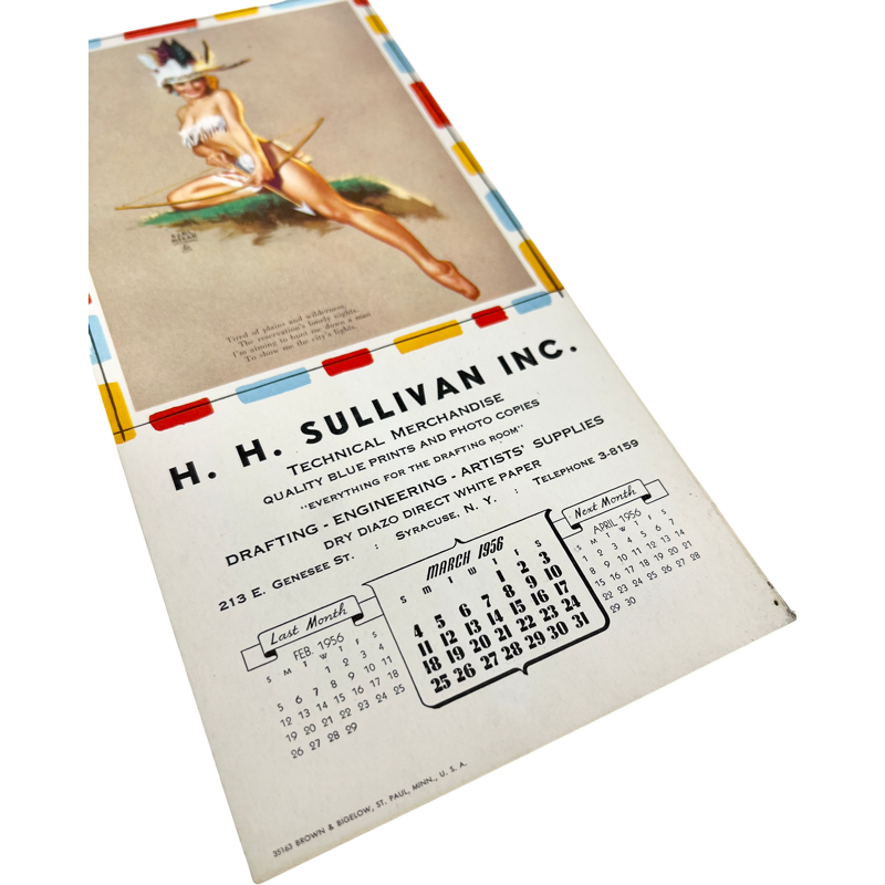 Thumbnail: Vintage Earl Moran Pinup Girl Calendar Card March 1956
