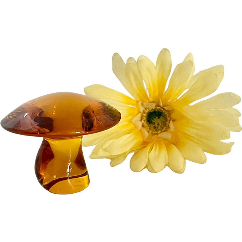 Thumbnail: Vintage Viking Glass Amber 3” Cap Mushroom Figurine
