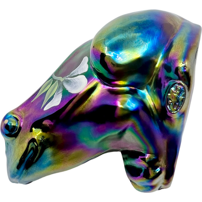 Thumbnail: RARE Vintage Fenton Art Glass Amethyst Carnival Glass Frog Signed by Artist