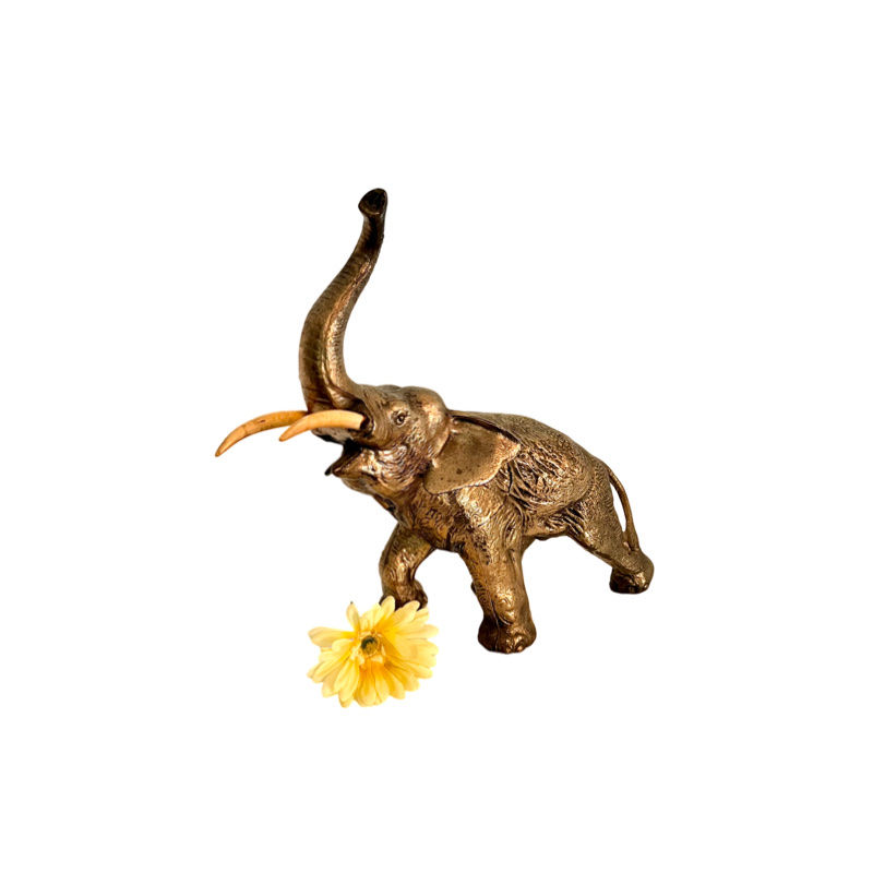 Vintage Large Brass Elephant / Beautiful Mid-Century Brass Elephant