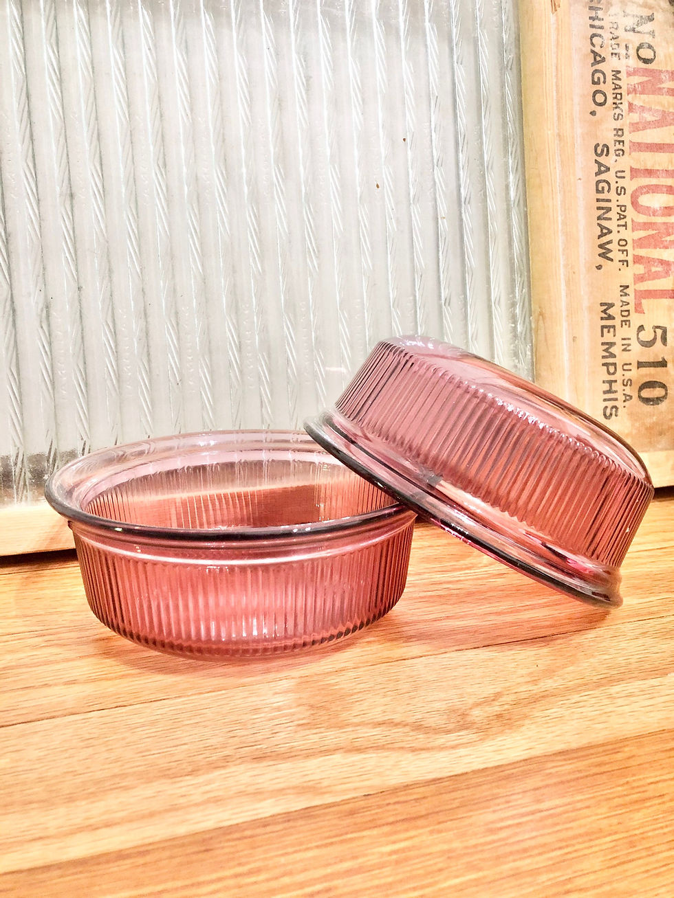 Thumbnail: Vintage Corning Ware/Pyrex Vision Cranberry SET of 2 Ramekins