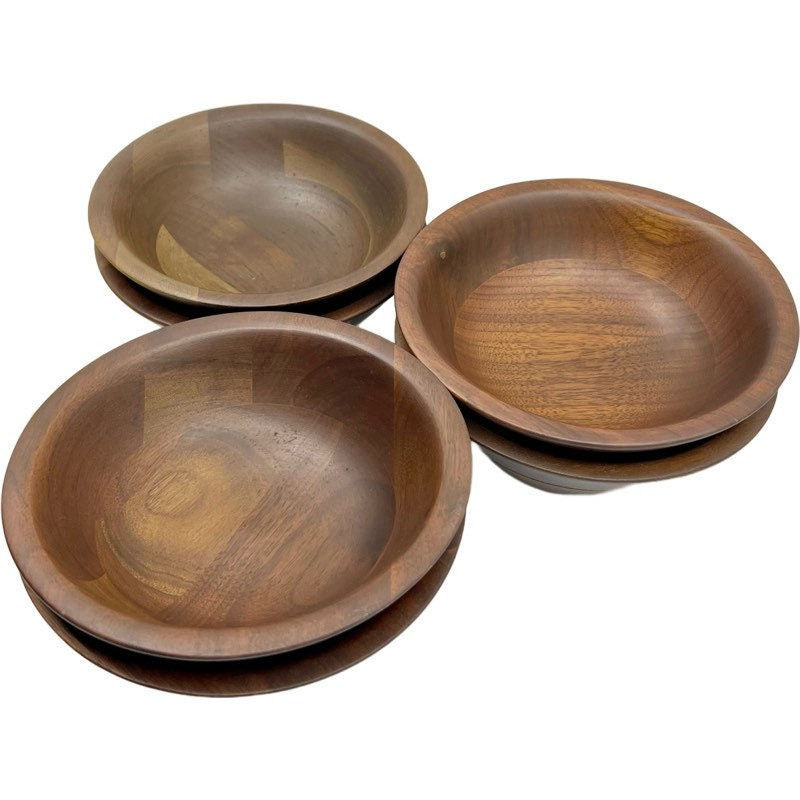 Thumbnail: Vintage Ozark Walnutware Wooden Cylindrical Serving Bowl Set of 7 Pieces / Mid-C
