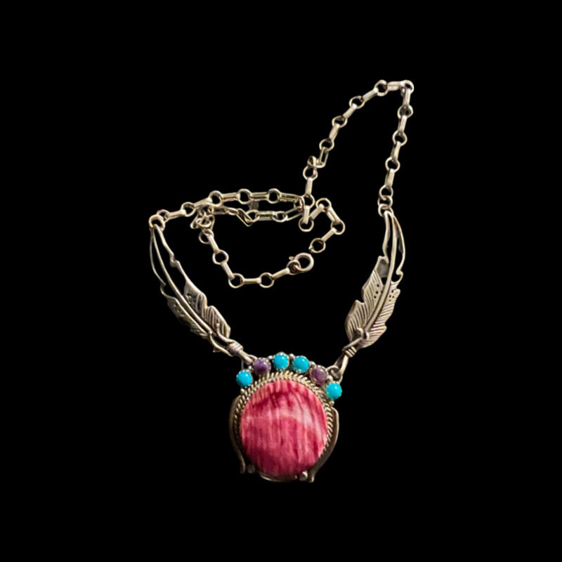 Vintage Robert Kelly Navajo Feather SIGNED Native American Lariat Necklace