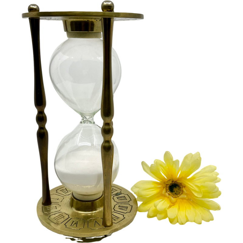 Thumbnail: Vintage Hourglass / Collectible Zodiac Hourglass in Brass and Glass