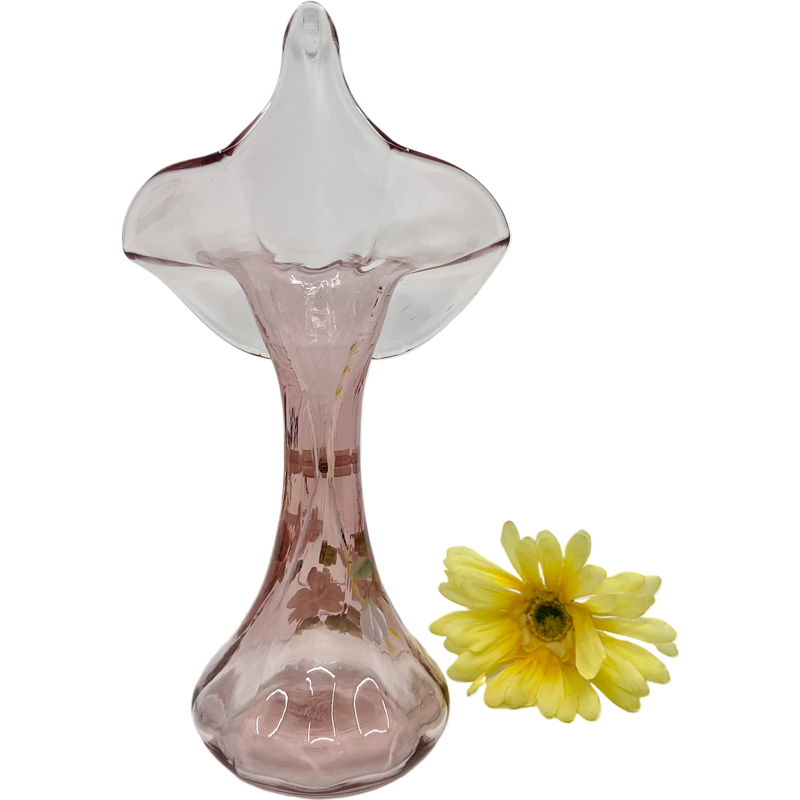 Thumbnail: Vintage Fenton Pink Vase Signed by Artist "SBryan" / Fenton Jack in The Pulpit