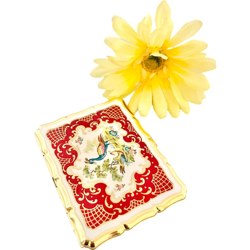 Thumbnail: Vintage Mid-Century Stratton Cigarette/Card Case with Peacock Design