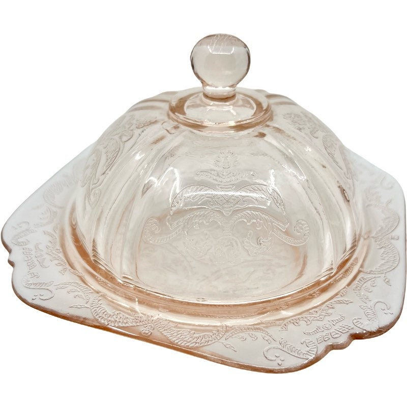 Thumbnail: Vintage Pink Indiana Madrid Covered Butter Dish by Federal Glass Co. / Mid-Centu