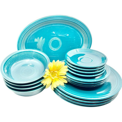 RARE Vintage Fiesta HOMER LAUGHLIN Juniper 17 Piece Dinnerware Set for