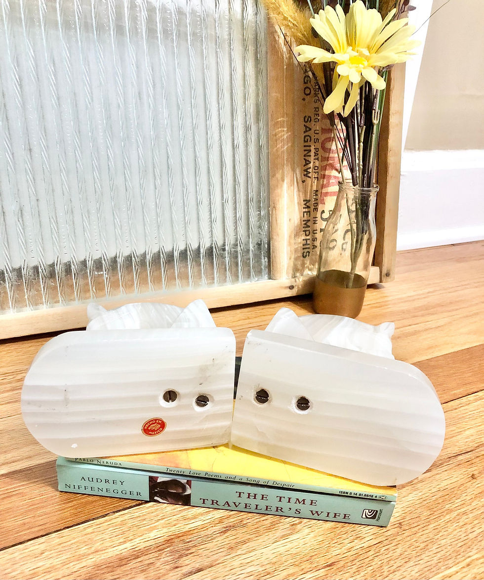 Thumbnail: Vintage Retro Boho Mid-Century Large 7" Pair of White Trojan Horse Head Bookends