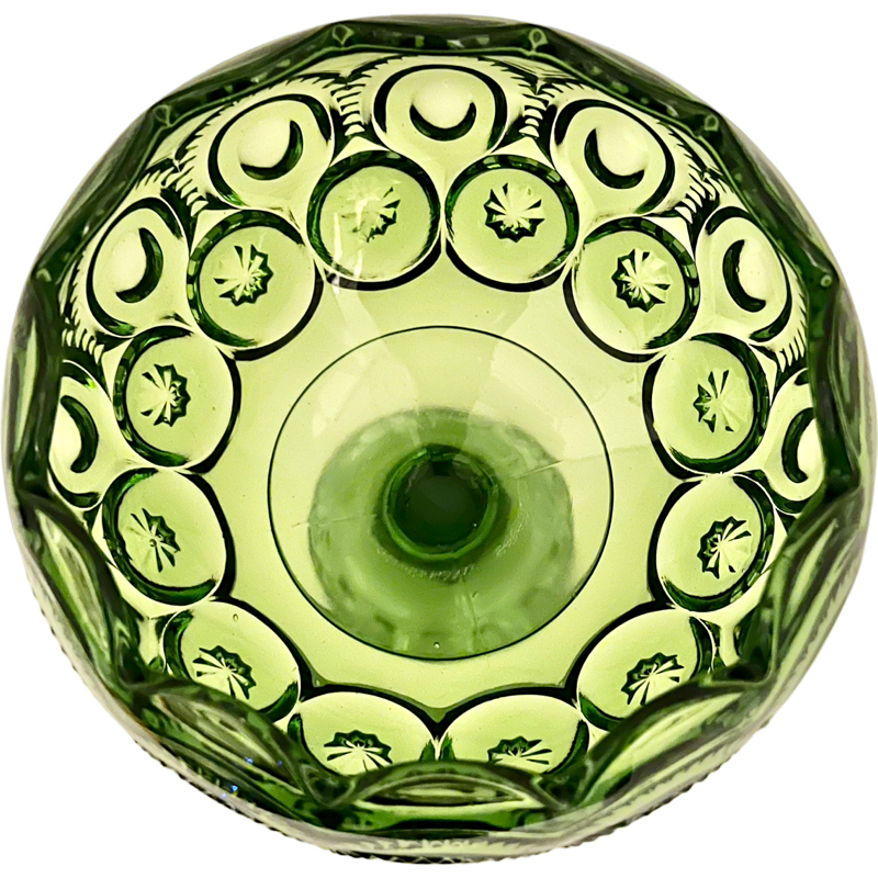 Thumbnail: Vintage L.E. Smith Green "Moon and Stars" Large Bowl/Compote / 1960’s L.E. Smith