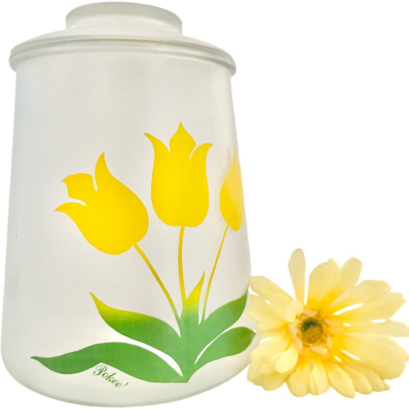 Thumbnail: Vintage Bartlett Collins Pokee Yellow Tulip Frosted Glass Cookie Jar/Canister