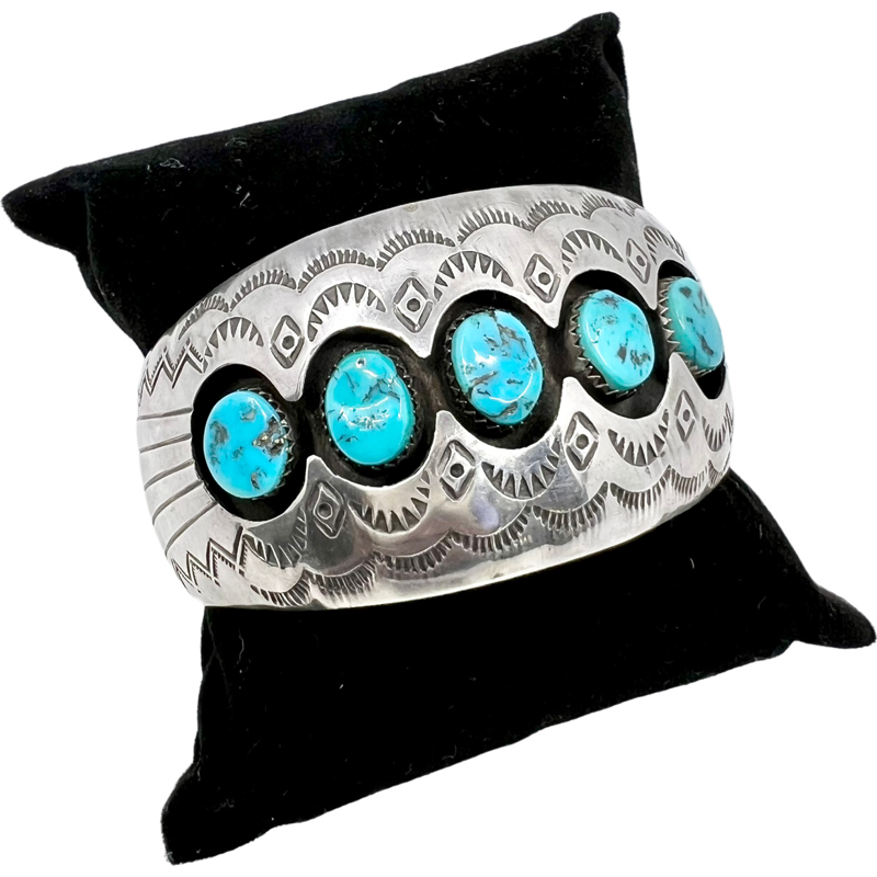 Thumbnail: Vintage Navajo Signed Bracelet by Pamela Benally / Native Signed Cuff Bracelet