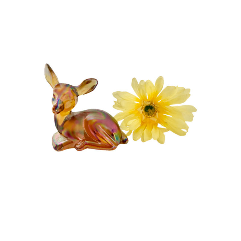 Thumbnail: Vintage Fenton Deer Doe Marigold Carnival Glass Figurine