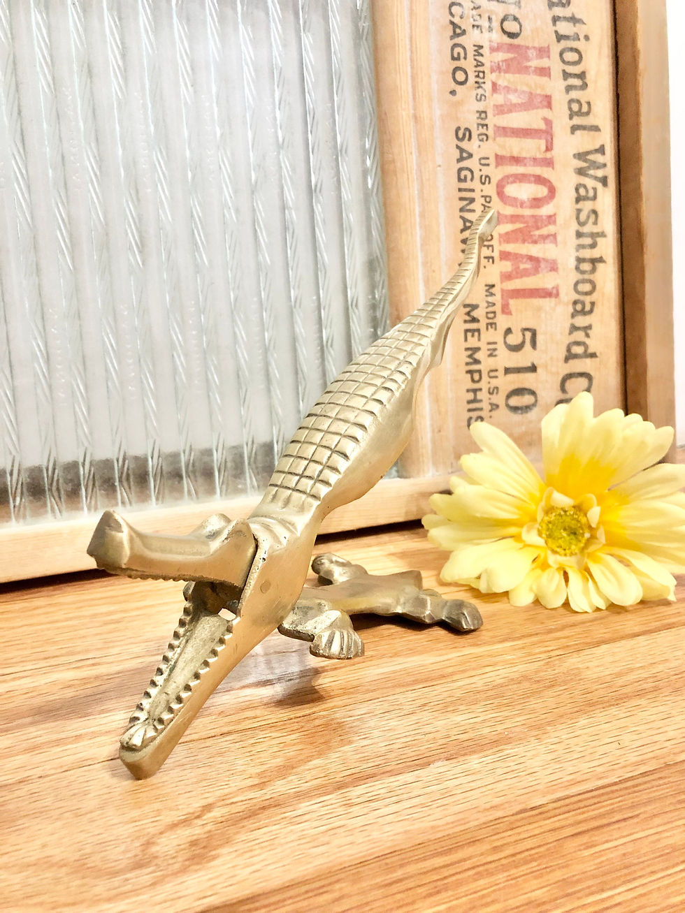 Vintage Brass Alligator/Crocodile Nutcracker / Mid-Century Brass Alligator