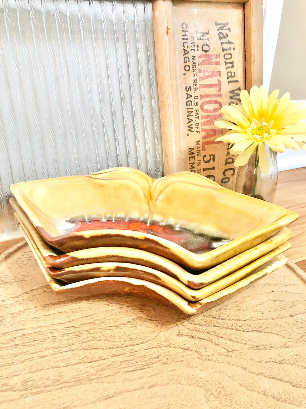 Thumbnail: RARE Vintage 1970’s California Pottery Ceramic Lazy Susan Party Serving Set