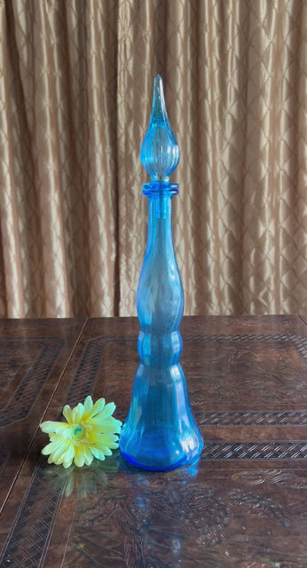 Thumbnail: Vintage Light Blue Empoli/Genie Bottle / 1960’s Collectible Blue Empoli Bottle