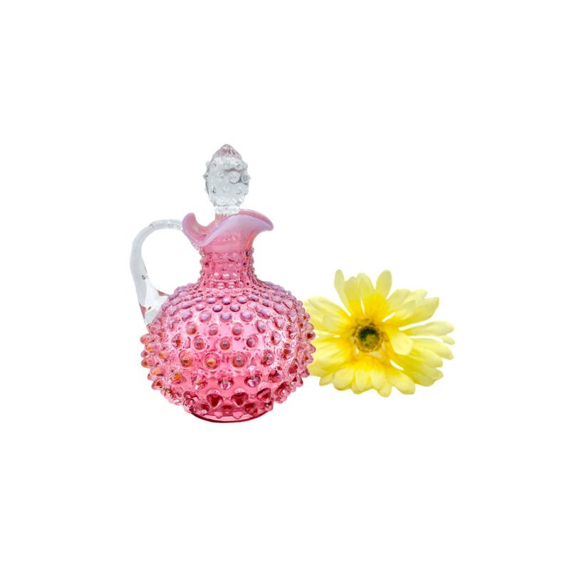 Vintage Fenton Cranberry Hobnail Glass Cruet with Stopper / GORGEOUS Fenton