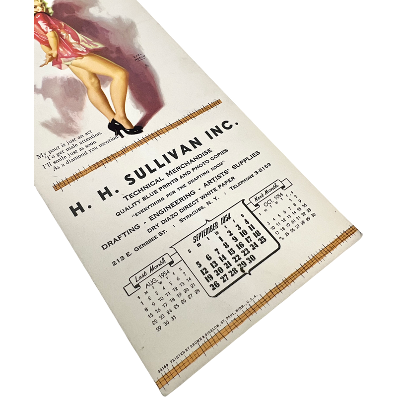 Thumbnail: Vintage Earl Moran Pinup Girl Calendar Card Sept 1954