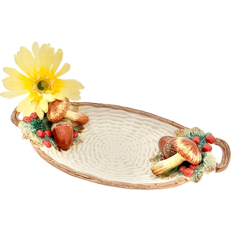 Thumbnail: Vintage Mushroom Tray / 1991 FITZ & FLOYD "Autumn Acorn and Mushroom" Tray