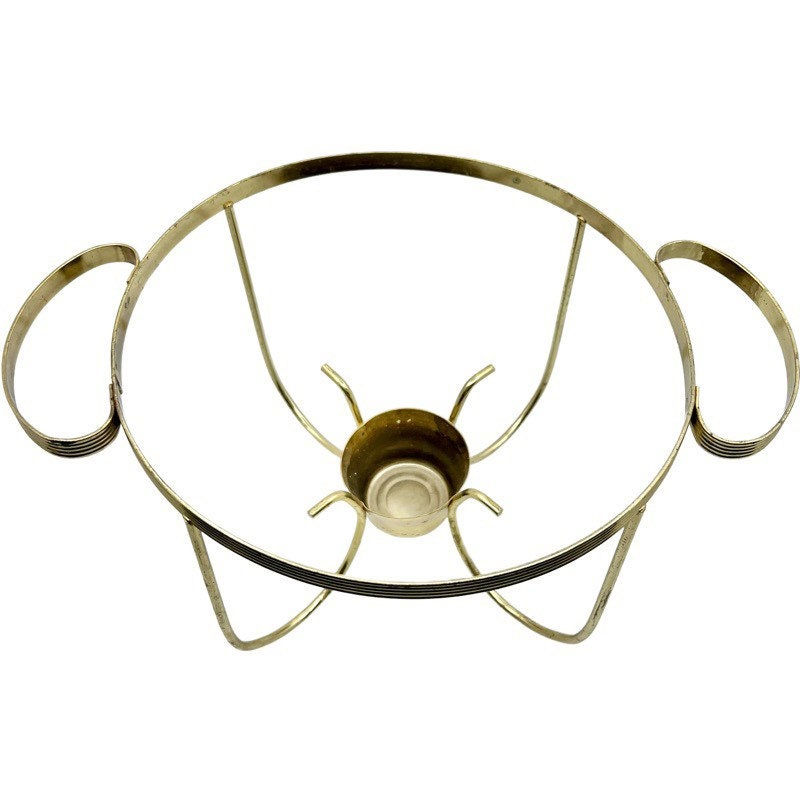 Thumbnail: Vintage Candle-Warming Brass Stand  / Food Warmer Round Stand / Mid-Century Bras