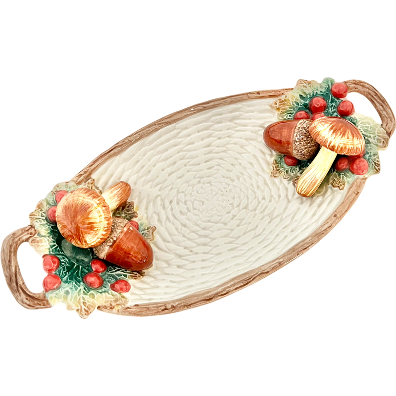 Thumbnail: Vintage Mushroom Tray / 1991 FITZ & FLOYD "Autumn Acorn and Mushroom" Tray