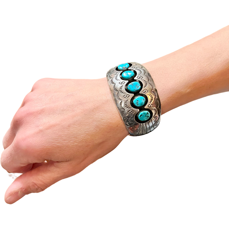 Thumbnail: Vintage Navajo Signed Bracelet by Pamela Benally / Native Signed Cuff Bracelet