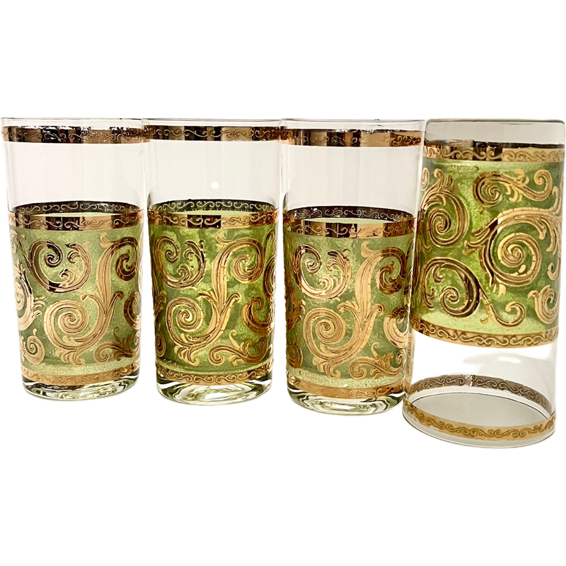 Thumbnail: Vintage Culver Toledo Glasses / Signed SET of 4 Culver Highball Glasses