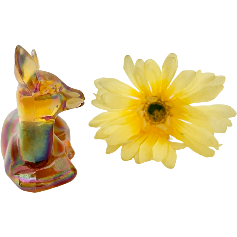 Thumbnail: Vintage Fenton Deer Doe Marigold Carnival Glass Figurine
