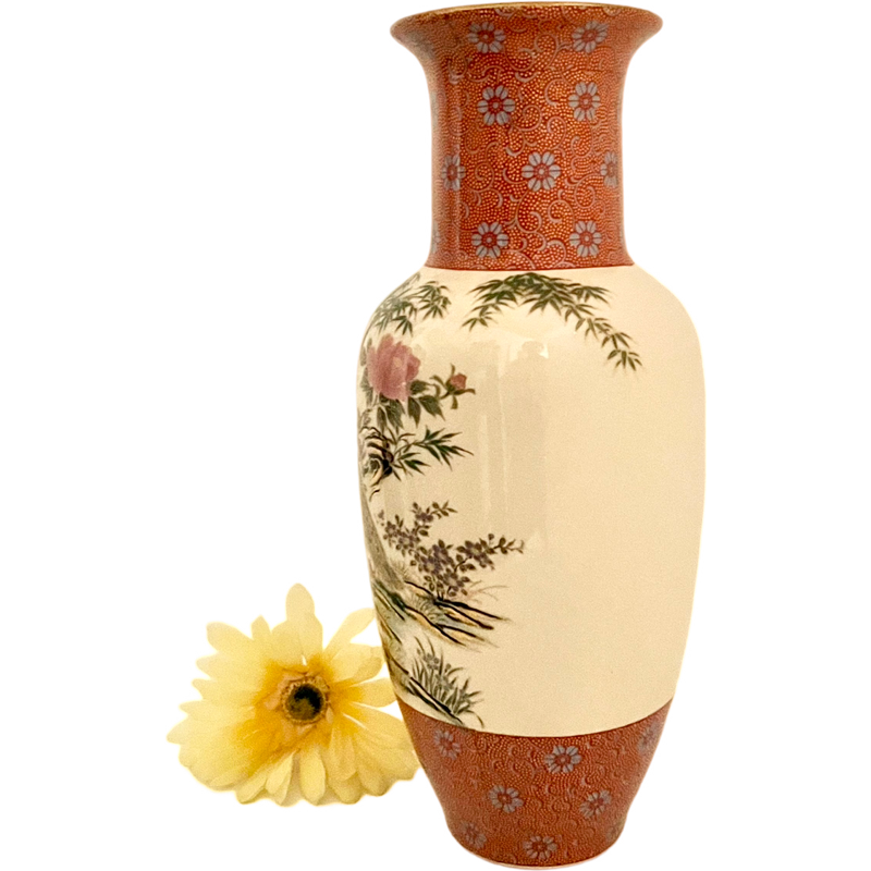 Thumbnail: Vintage Peacock Vase / Japanese Peacock Porcelain Vase / Japan Peacock Vase
