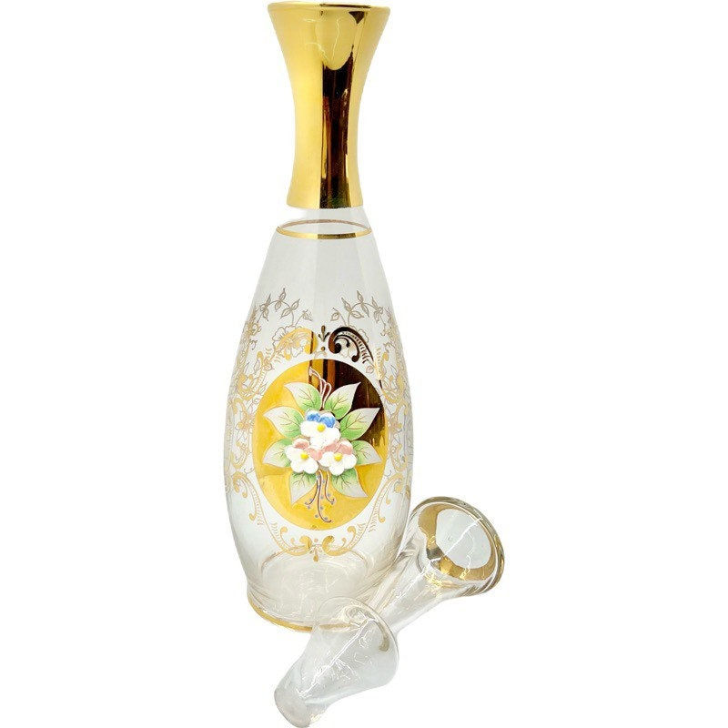 Thumbnail: Vintage BEAUTIFUL 1950's Moser Glass Decanter and Shot Glasses Set