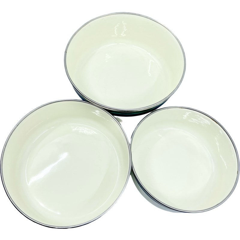 Thumbnail: Vintage SET of 3 Metal Nesting Mixing Bowls/ Vintage Cylindrical Bowls