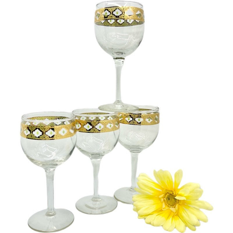 Thumbnail: Vintage Culver LTD VALENCIA Set of 4 Wine Glasses / 22kt Gold Culver  Glasses