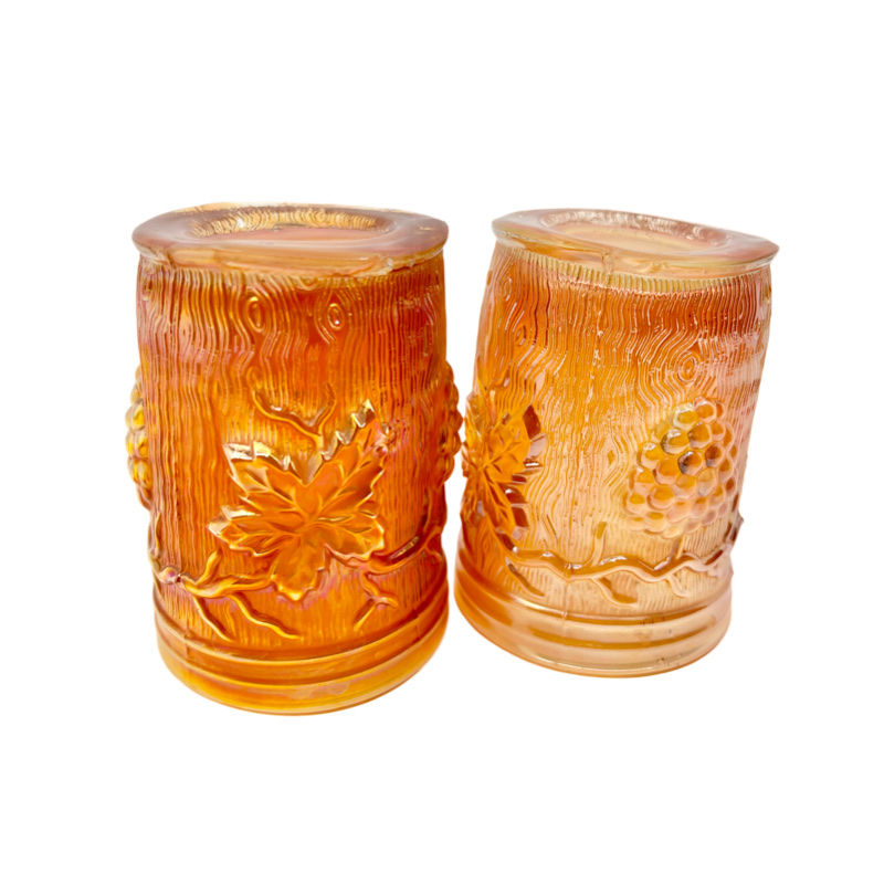 Thumbnail: Antique Pitcher Set / Dugan Vineyard Marigold Carnival Glass Pitcher Set