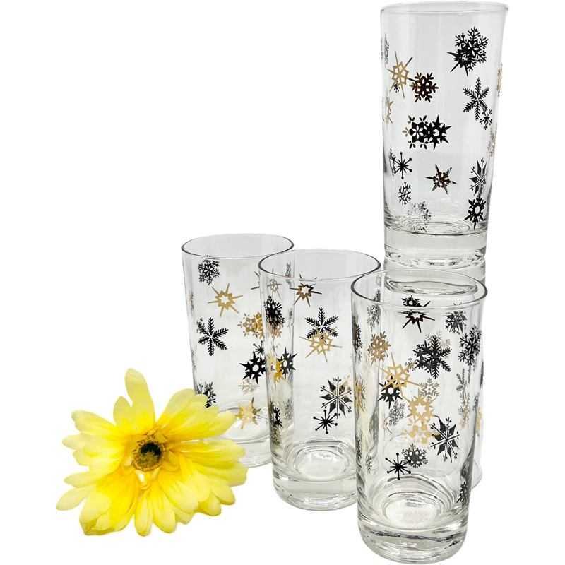Thumbnail: Vintage Federal Glass Atomic Snowflake Glasses/Tumblers