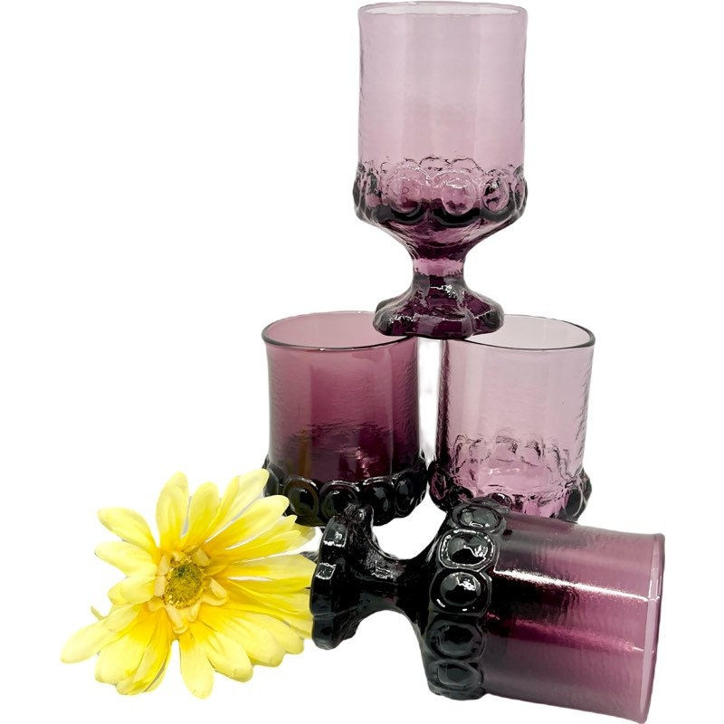 Thumbnail: Vintage Tiffin Franciscan Madeira Plum/Purple Amethyst Set of 4 Glasses
