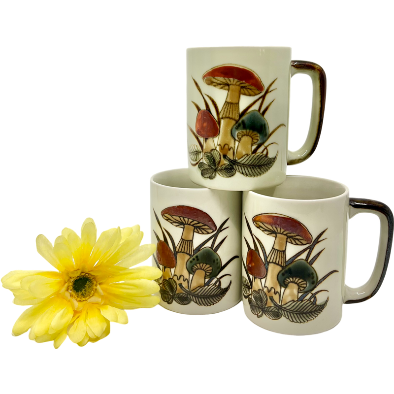 Thumbnail: Vintage Mushroom Cups/Mugs SET of 3 / 1970's Mushroom Cups/Mugs