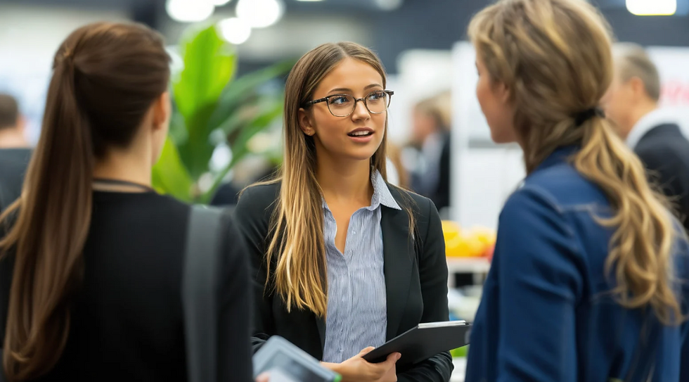 Ophthalmology conference networking between sessions.