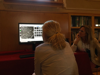 A student staring at a screen where an image with diagnostic question was displayed
