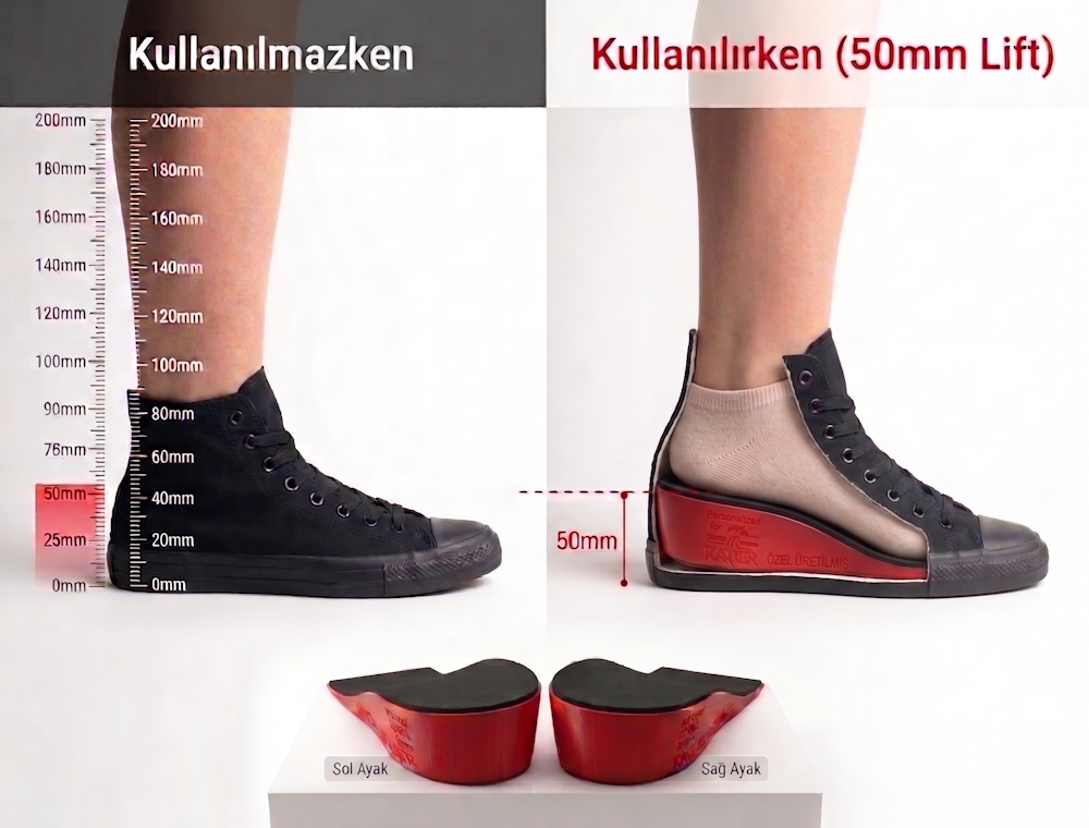 Podolya Custom-Lift™: Anatomik Hibrit Boy Yükseltici & Bacak Farkı Giderici