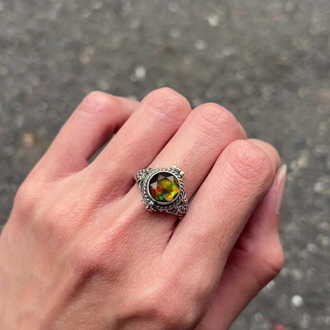 Thumbnail: 925銀 天然石 斑彩石 戒指 銀飾 吊墜 復古 嬉皮