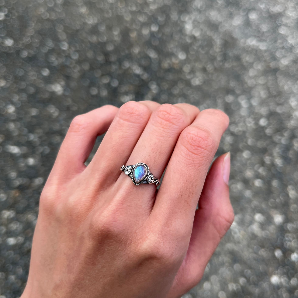 Thumbnail: 925銀 天然石 月光石 項鍊 銀飾 吊墜 復古 嬉皮