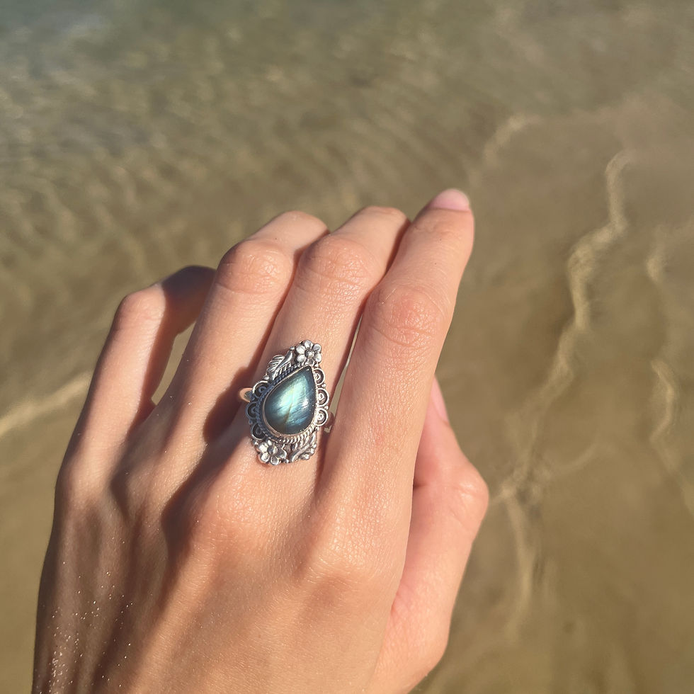 Thumbnail: 925銀 天然石 拉長石 項鍊 銀飾 吊墜 復古 嬉皮