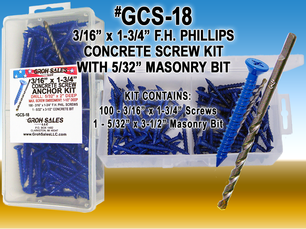 GCS-18 "BLUE" Concrete Screw Kit with Drill Bit