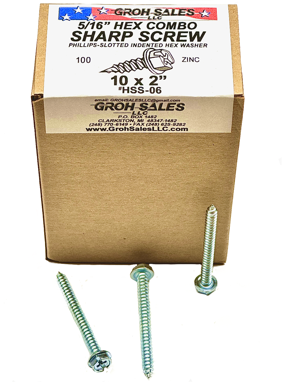 HSS-06 10x2 (5/16" Hex Combo) 3-way S.M.S.