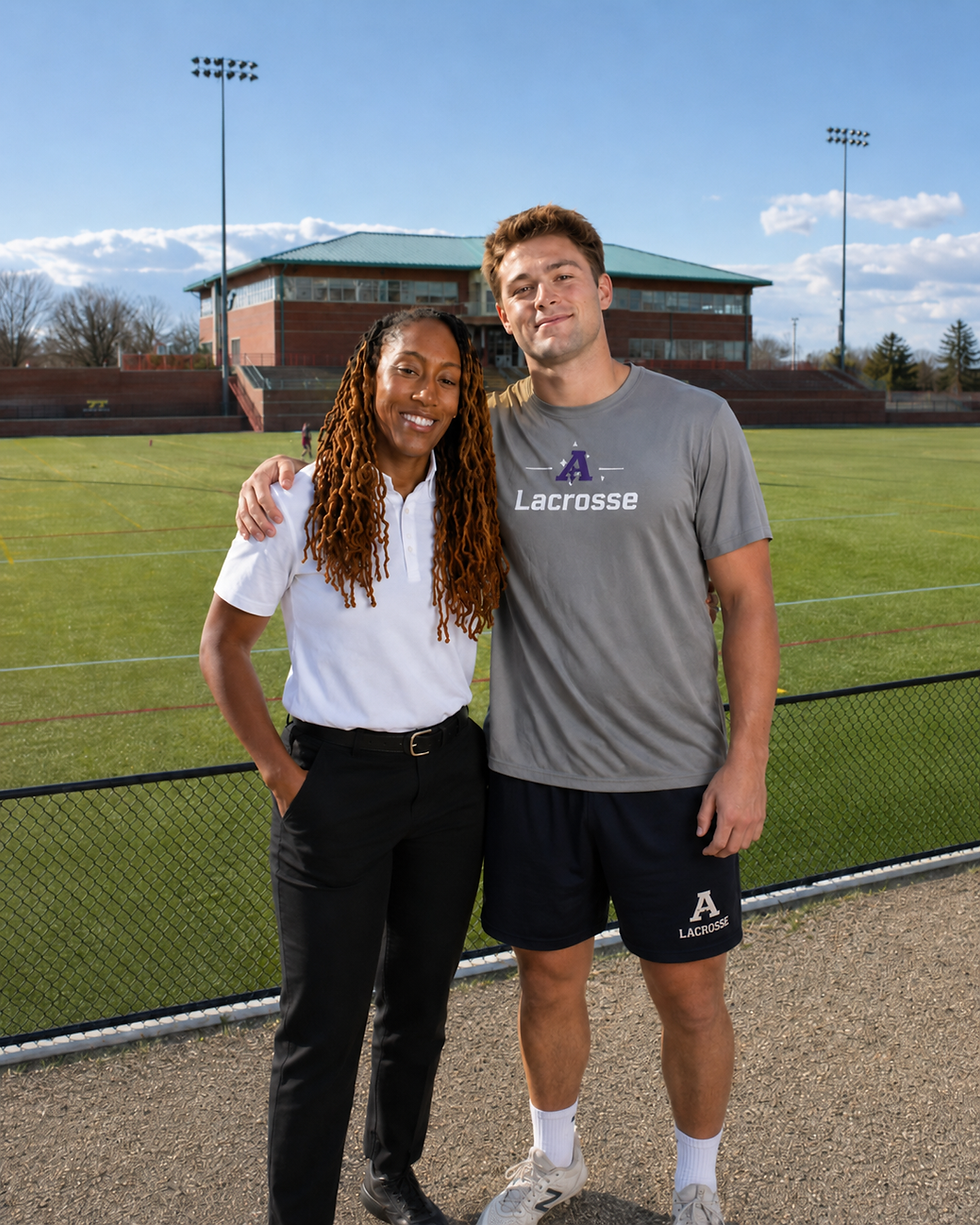 Athlete posing with chiropractor in Sparks Glencoe MD representing sports chiropractic and recovery care