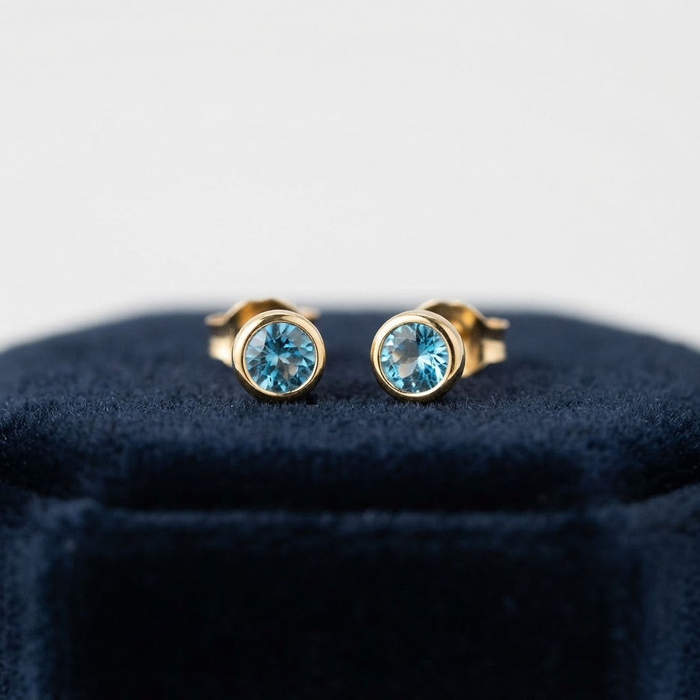 Birthstone Stud Earrings - 14k Gold Vermeil Bezel Set