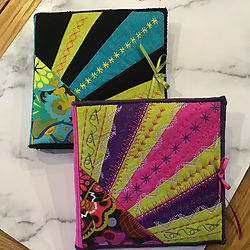 Hand made needle case workshop with decorative machine stitching
