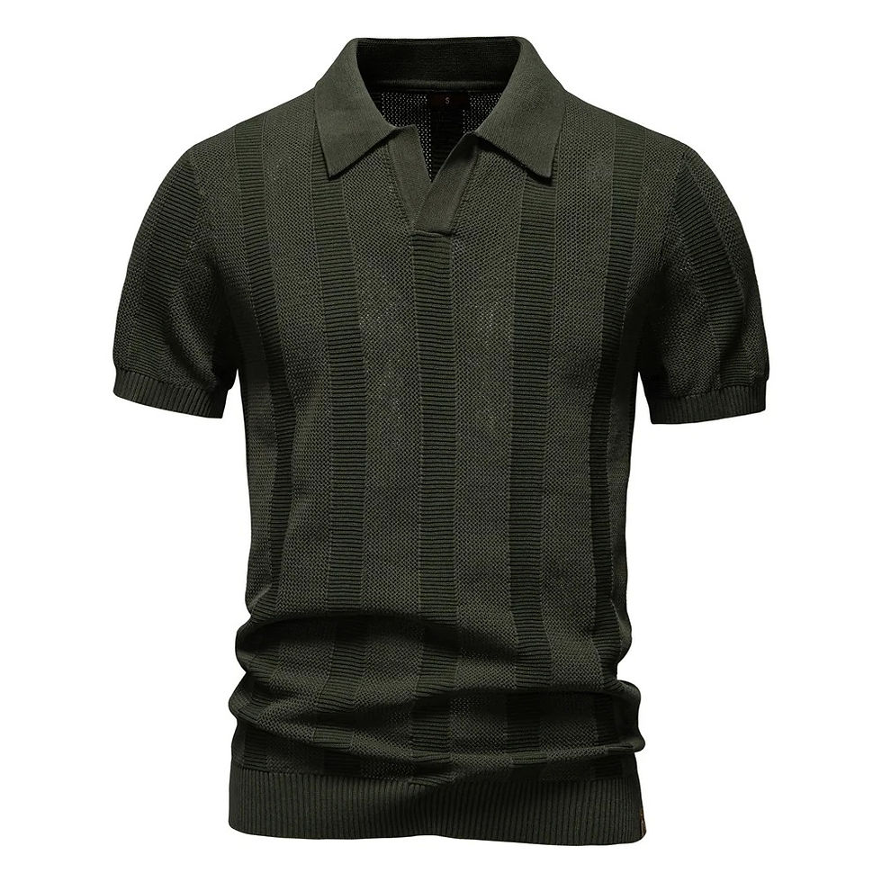 Thumbnail: Dark green striped polo shirt