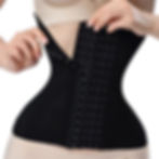 Black shaping belt being fastened