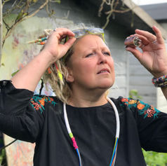 Carved electrical wire & seed necklace